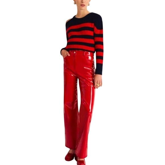 Nocturne Red Patent Faux Leather Wide-Leg Pants - Picture 1 of 9